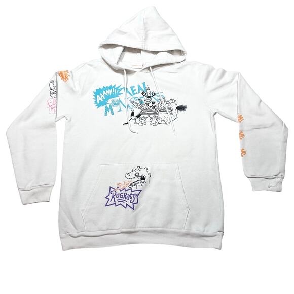 Nickelodeon Rugrats Real Monsters Hoodie Sweater Rocko 90s Men Large White - Picture 1 of 5